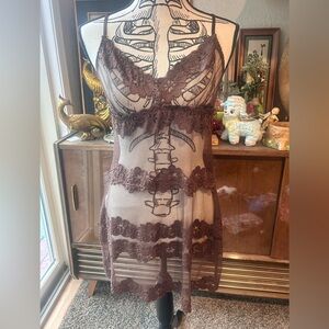 Y2K Brown lace Rampage Intimates Nightie/slip dress